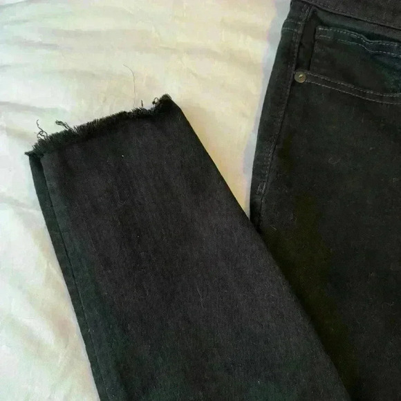 Madewell womens 26 jeans 9” high rise skinny cropped black raw hem denim pants - Picture 7 of 12